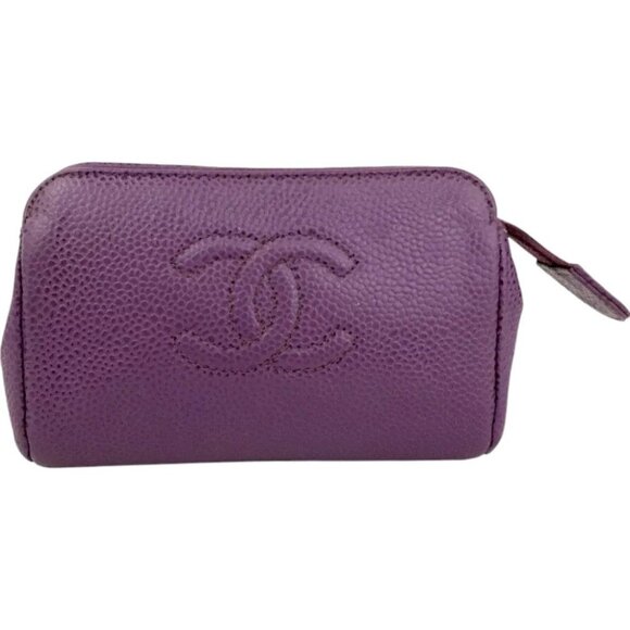 761229BU (S3) Chanel Pouch Bag Purple Grained Calfskin - Picture 1 of 9